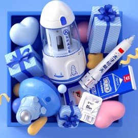 Tom Avtomatik Elektrikli Karandaş Yonan Sehrli Pozan Mini Tozsoranı olan Dəftərxana Dəsti Hədiyyə Qutusu