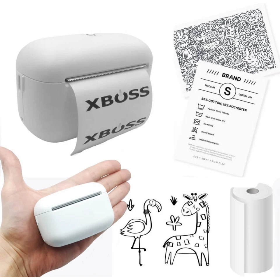 XBOSS L2 Kiçik Etiket Printeri - Portativ Mini Termal Yazıcı, Simsiz, Telefon və Planşet ün uyğun