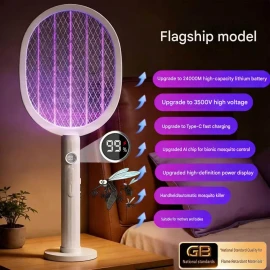 XBOSS K29 3500V Elektrikli Ağcaqanad Öldürən Raket – 2-si 1-də Avtomatik UV Lampa, Type-C, Şarj Olunan Ağcaqanad və Milçək Öldürücü