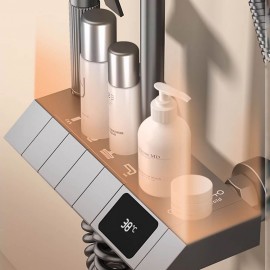 İntellektual Sayğaclı və Termostatik Duş Seti – Ev üçün Əlavə Basınclı Mis Qara Duş Başlığı