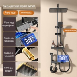 İntellektual Sayğaclı və Termostatik Duş Seti – Ev üçün Əlavə Basınclı Mis Qara Duş Başlığı