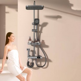 İntellektual Sayğaclı və Termostatik Duş Seti – Ev üçün Əlavə Basınclı Mis Qara Duş Başlığı