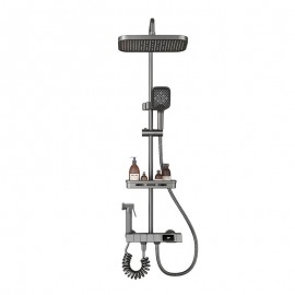 İntellektual Sayğaclı və Termostatik Duş Seti – Ev üçün Əlavə Basınclı Mis Qara Duş Başlığı