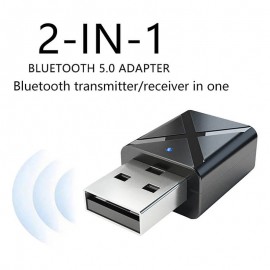 2-si 1-ində Micro Bluetooth Adapter 5.0 Qebuledici və Ötürücü TV Kompüter və Avtomobil üçün (Qara)