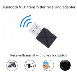 2-si 1-ində Micro Bluetooth Adapter 5.0 Qebuledici və Ötürücü TV Kompüter və Avtomobil üçün (Qara)