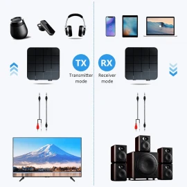 2 in 1 Bluetooth 5.0 Qəbuledici Ötürücü AV Aux Mikrafon ilə Tv Komp Avtomobil Musiqi Mərkəzi üçün