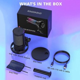 USB Mikrafon Notebook və Kompüterlə həm də Telefonda Professional Səsyazma Canlı Yayım Oyun Karaoke üçün