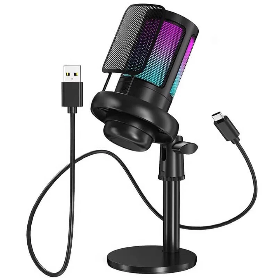 USB Mikrafon Notebook və Kompüterlə həm də Telefonda Professional Səsyazma Canlı Yayım Oyun Karaoke üçün