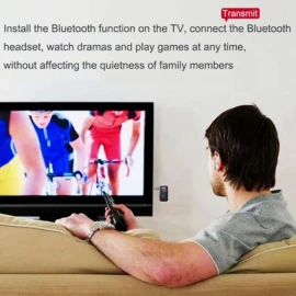 Bluetooth 5.3 Qəbuledici Ötürücü 2 in 1 Mikrafon ilə Tv Komp Avtomobil Musiqi Mərkəzi üçün (Qara)