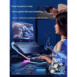 M-LID LZ-D13 RGB Gaming Laptop Cooler 6 Fan Semiconductor Cooling Stand 12-21"