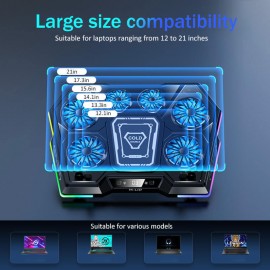 M-LID LZ-D13 RGB Gaming Laptop Cooler 6 Fan Semiconductor Cooling Stand 12-21"