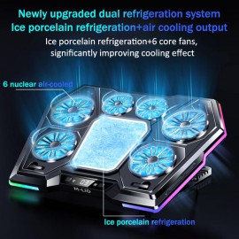 M-LID LZ-D13 RGB Gaming Laptop Cooler 6 Fan Semiconductor Cooling Stand 12-21"