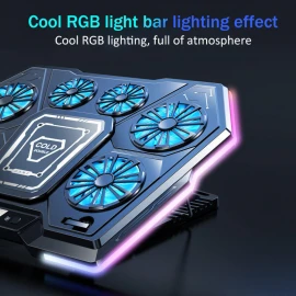 M-LID LZ-D13 RGB Gaming Laptop Cooler 6 Fan Semiconductor Cooling Stand 12-21"