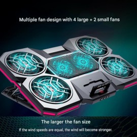 M-LID H5 Laptop Soyuducu Stend RGB İşıqlı | 6 Fan | 3 Sürət | 2000 RPM