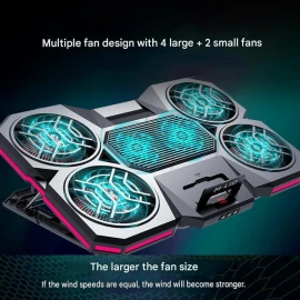 M-LID H5 Laptop Soyuducu Stend RGB İşıqlı | 6 Fan | 3 Sürət | 2000 RPM