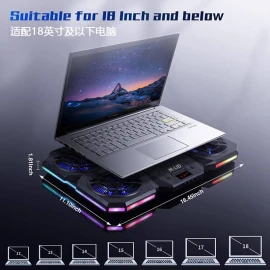 M-LID H5 Laptop Soyuducu Stend RGB İşıqlı | 6 Fan | 3 Sürət | 2000 RPM