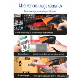 EVAWGIB 1D 2D Barkod Oxuyucu Simli Bir Ölçülü və İki Ölçülü Kod Skaneri Windows Ios Android Ipad üçün(Qara Narıncı Simli)