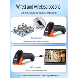 EVAWGIB 1D 2D Barkod Oxuyucu Simli Bir Ölçülü və İki Ölçülü Kod Skaneri Windows Ios Android Ipad üçün(Qara Narıncı Simli)