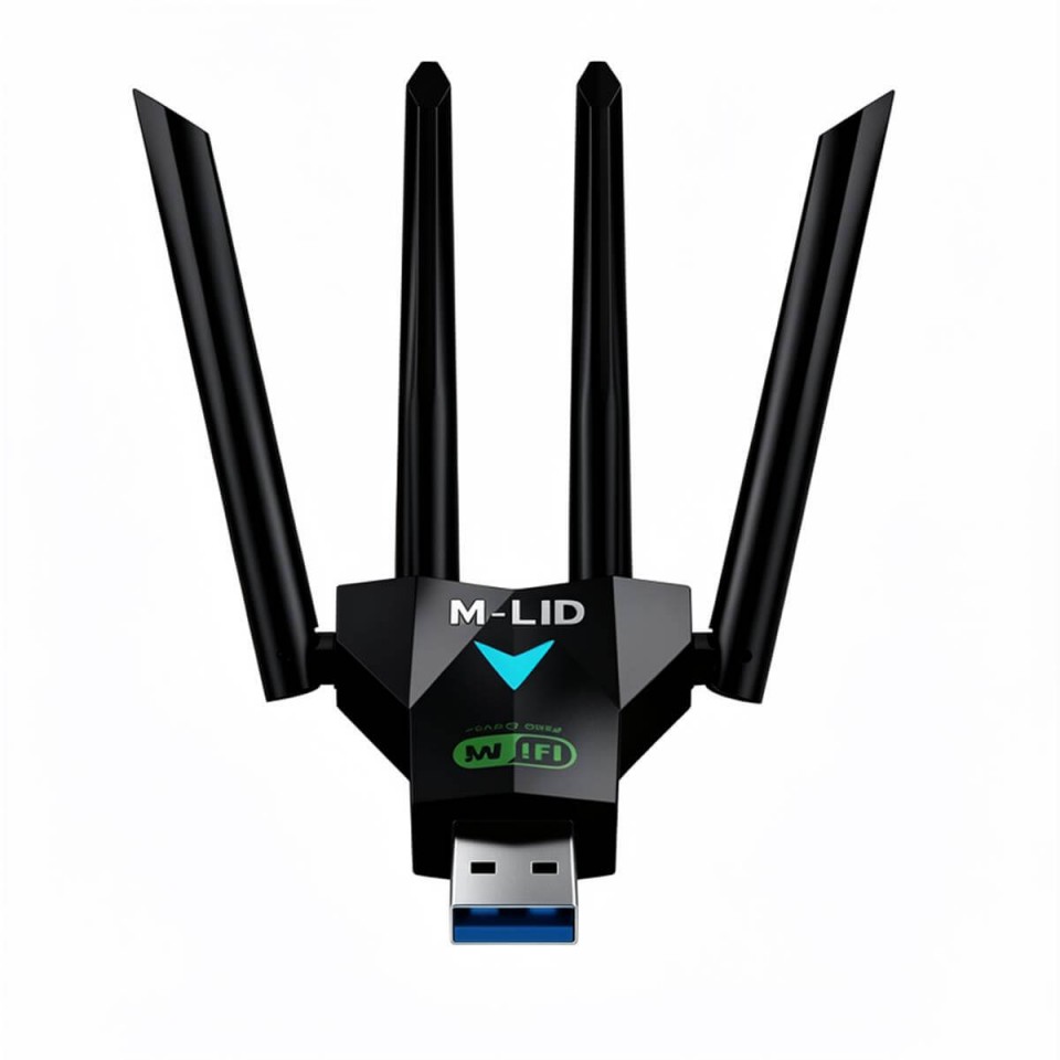 M-LID AC1300 USB 3.0 Wi-Fi Adapter – 1300 Mbps, Dual Band 2.4GHz/5GHz, 4 Antenna