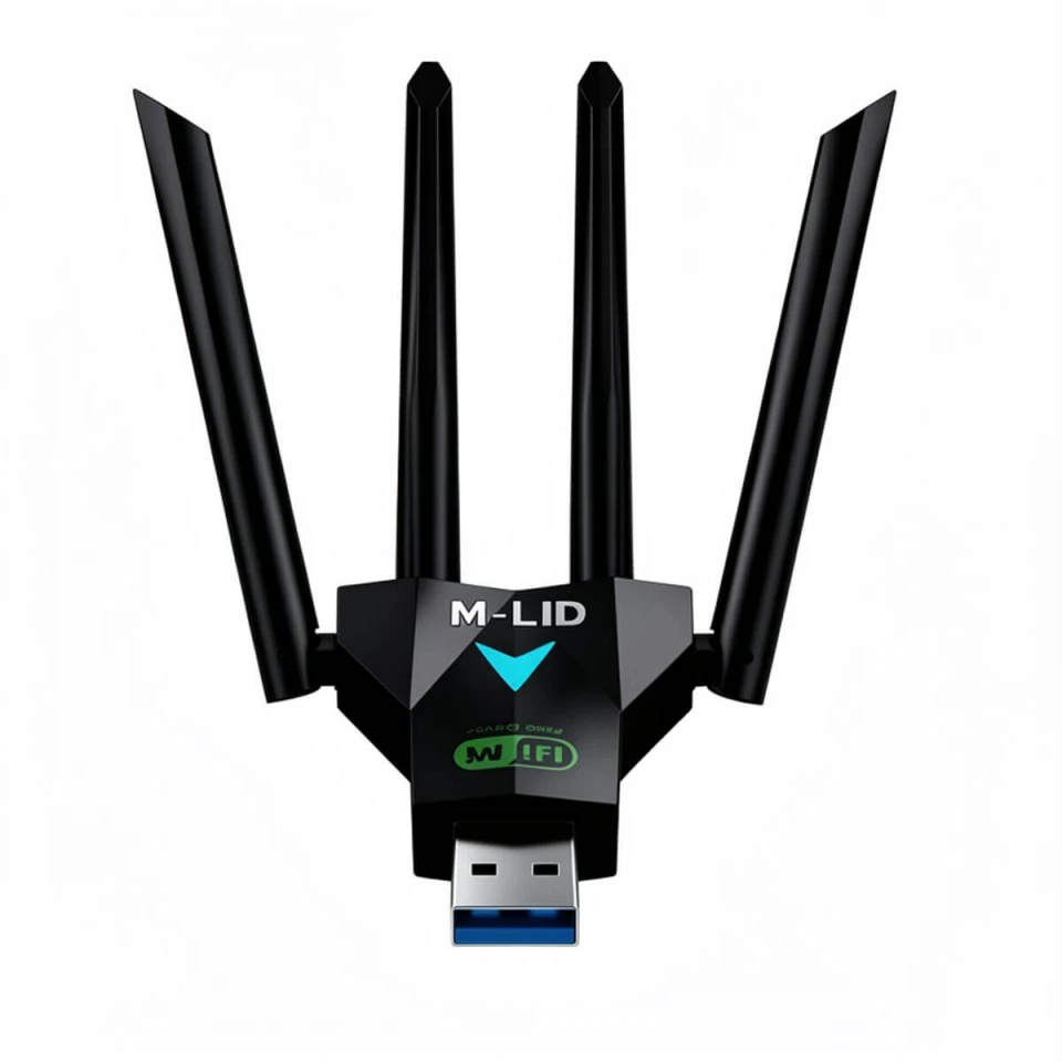 M-LID AC1300 USB 3.0 Wi-Fi Adapter – 1300 Mbps, Dual Band 2.4GHz/5GHz, 4 Antenna