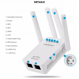 Pix-Link Wifi Siqnal Gücləndirici Artırıcı Repeater 4 Antenalı 300Mbps