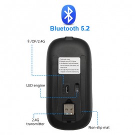 VR RGB 5.2 Bluetooth Mouse Telefon / Komputer /Planşet üçün Sarj Edilə Bilən Siçan