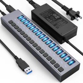 ACASIS 16 Port USB 3.0 Date USB Hub 5Gbps Yüksək Sürətli və Sarj Etmə Funksiyalı - 90 WATT 