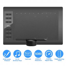 VINSA 10 inç Qrafik Planşet Rəsm və ya Yazı Üçün + Staylus Qələm/Qələm Tutucu / 8 Ədəd Başlıq / Qələm Klipsi