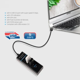 XBOSS C8 4 Portlu USB 3.0 Hub Yüksək Sürət 5Gbps ötürmə güclü PS4 / PS4 Slim / Ps4 Pro / XBOX ONE / XBOX360 / Kompüter Noutbuku üçün Yüngül USB Kabel Adaptoru