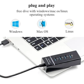 XBOSS C8 4 Portlu USB 3.0 Hub Yüksək Sürət 5Gbps ötürmə güclü PS4 / PS4 Slim / Ps4 Pro / XBOX ONE / XBOX360 / Kompüter Noutbuku üçün Yüngül USB Kabel Adaptoru