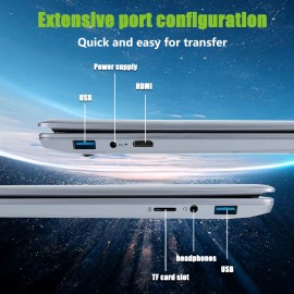 XBOSS Ultra-Nazik 15.6 düym Noutbuk – 32GB RAM, 128GB SSD, Intel Dörd Nüvəli, Windows 10 Pro