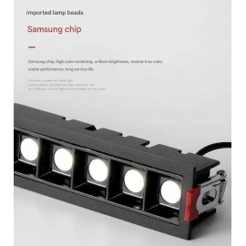 30W Qara LED İnteqrasiya Edilmiş Şəbəkəli Çıraq – İşıqlandırma üçün Daxili Gömülü Xətti Lampa