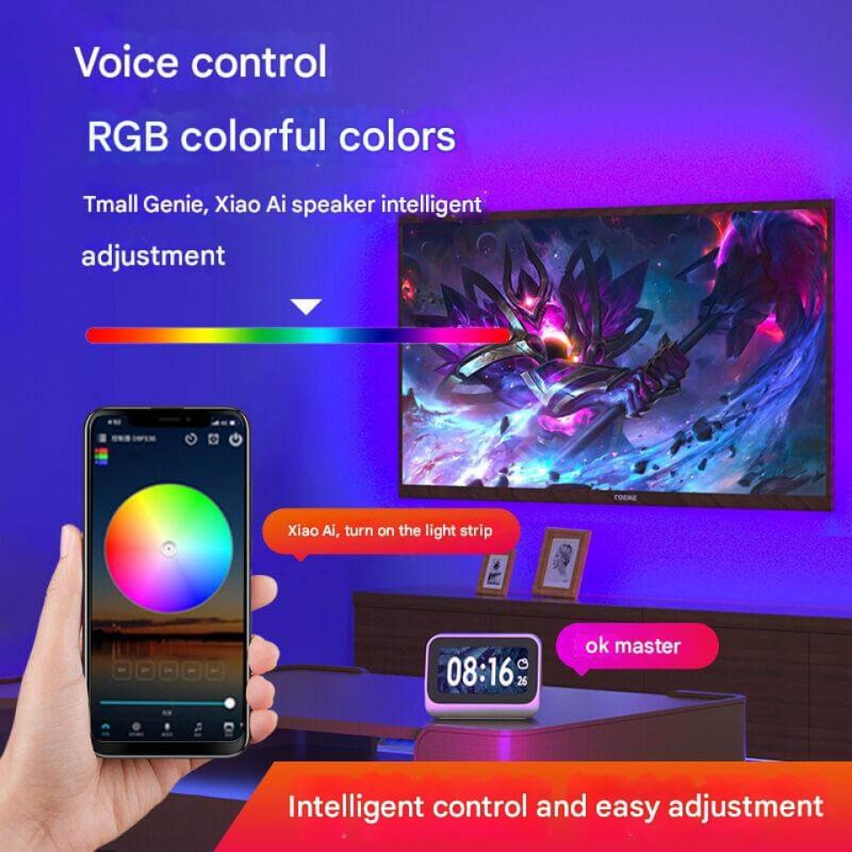 Tuya WiFi Agilli RGB LED Isiq Zolagi Ses Idareetmesi Musiqi ...