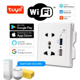 Tuya WiFi İkili Elektrik Yuvası Surətli USB Sarj P..
