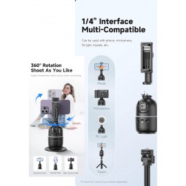 360° Avtomatik Üz İzləmə Tripodu – Ağıllı Kamera Tutacağı, Jest Nəzarəti və Uzaqdan İdarəetmə ilə Vlog, Yayım və TikTok üçün