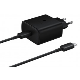 Samsung 45W Adaptor +  Kabel Super Sürətli Doldurma USB C Tipi Galaxy Note 20 10 + 5G A91 A80 S21 S20 Ultra üçün (Qara Kabel ilə)