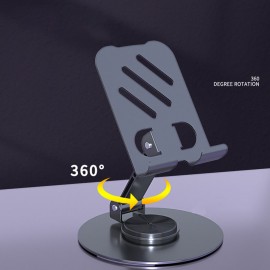 Telefon və Planşet Üçün Tənzimlənən Metal Stand | 720° Fırlanan, Qatlanan, Ofis və Yayım Üçün Portativ